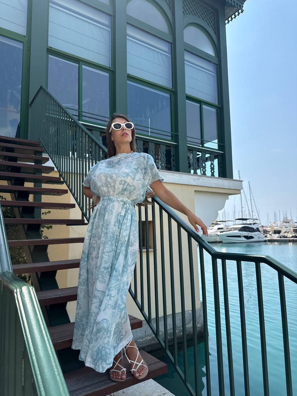 Blue cotton maxi dress