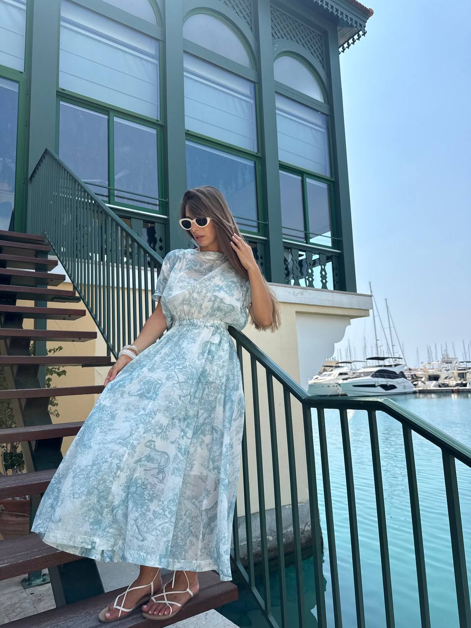 Blue cotton maxi dress