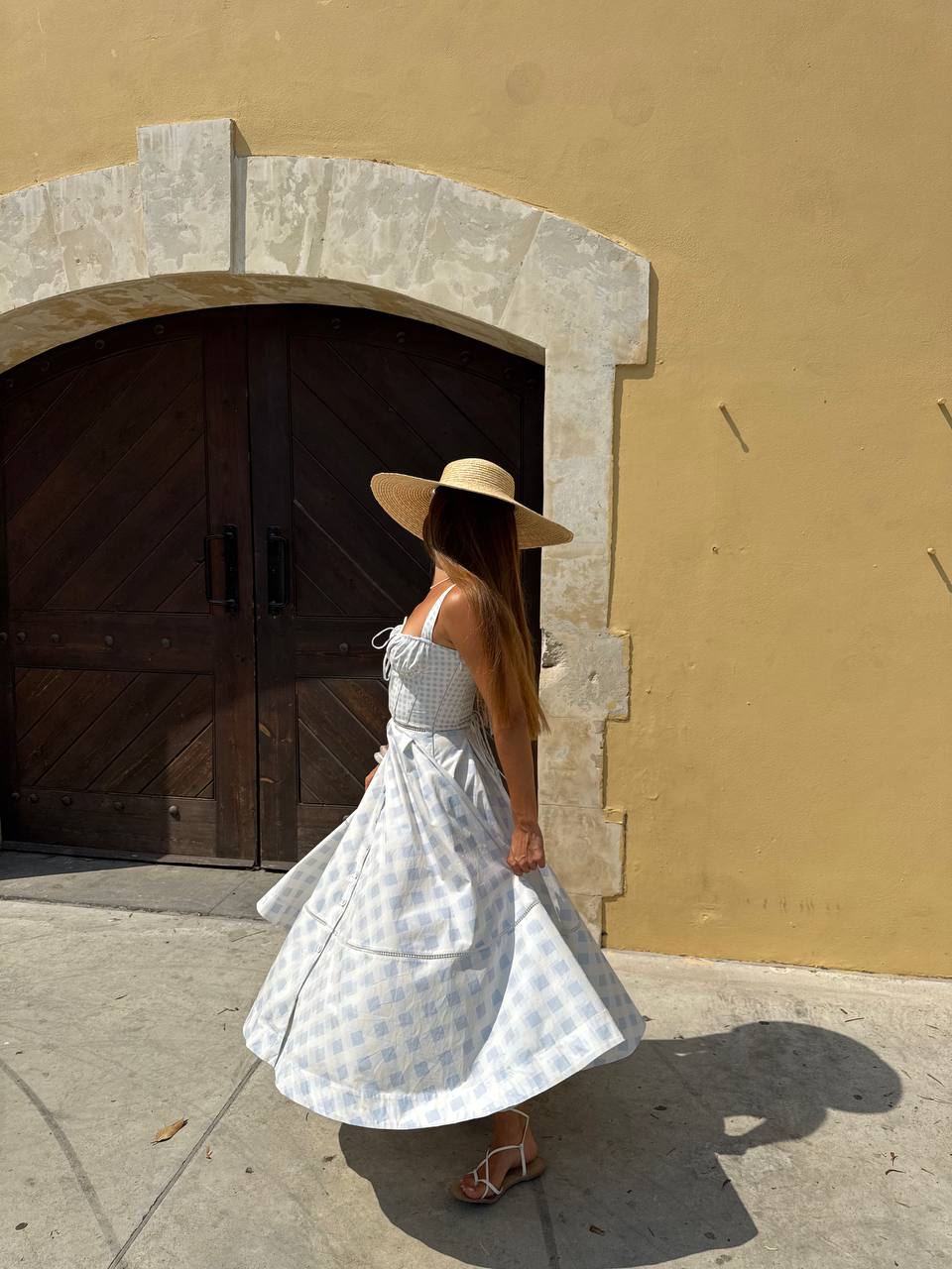 Blue cotton midi dress