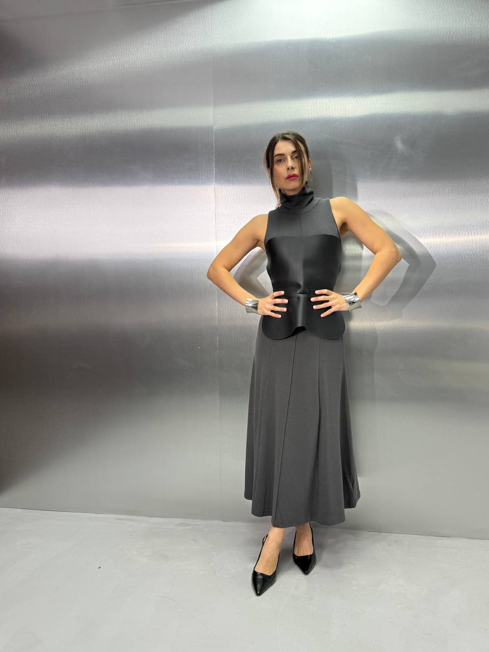 Grey midi dress