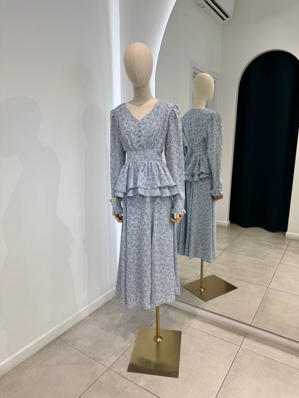 Flower blue midi dress