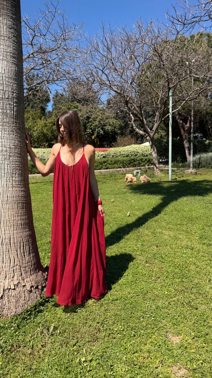 Red oversized dress