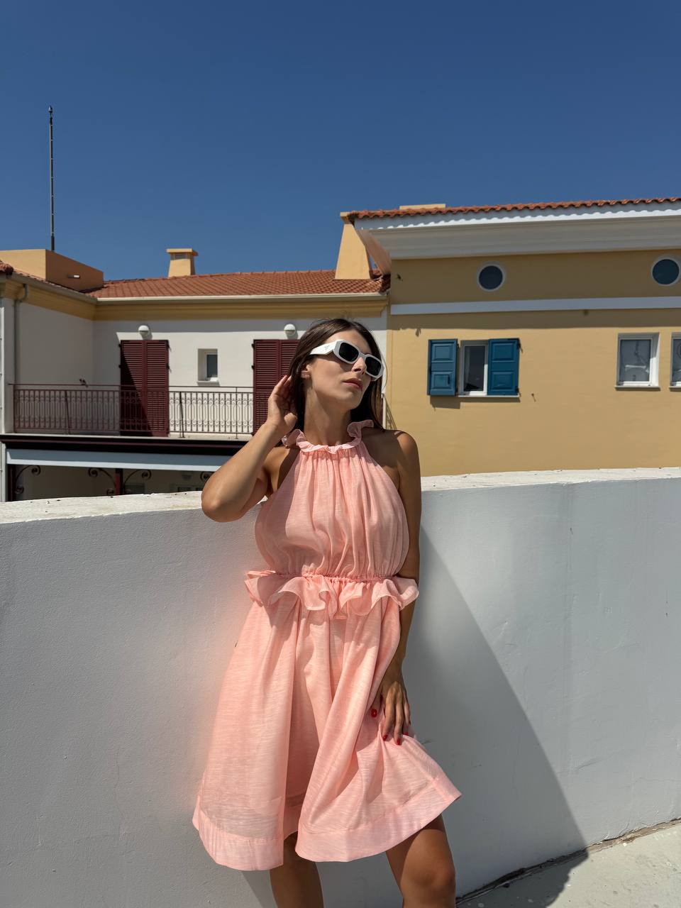 Halter neck mini dress