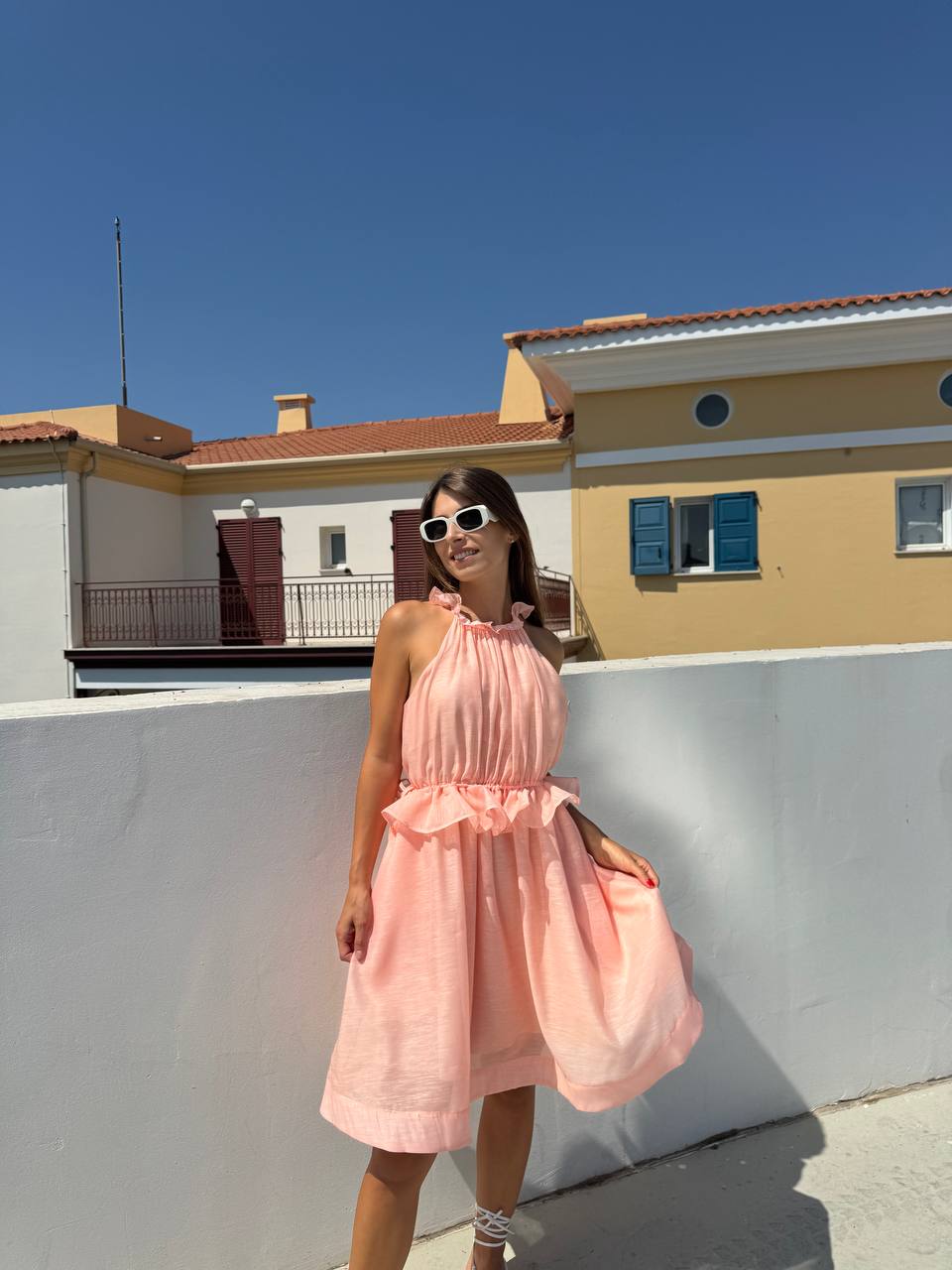 Halter neck mini dress