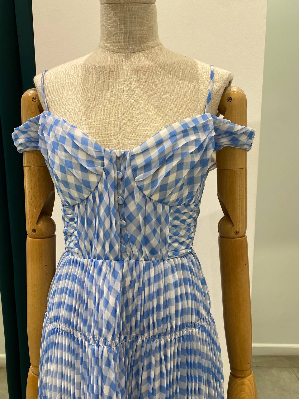 Blue mini checkered dress